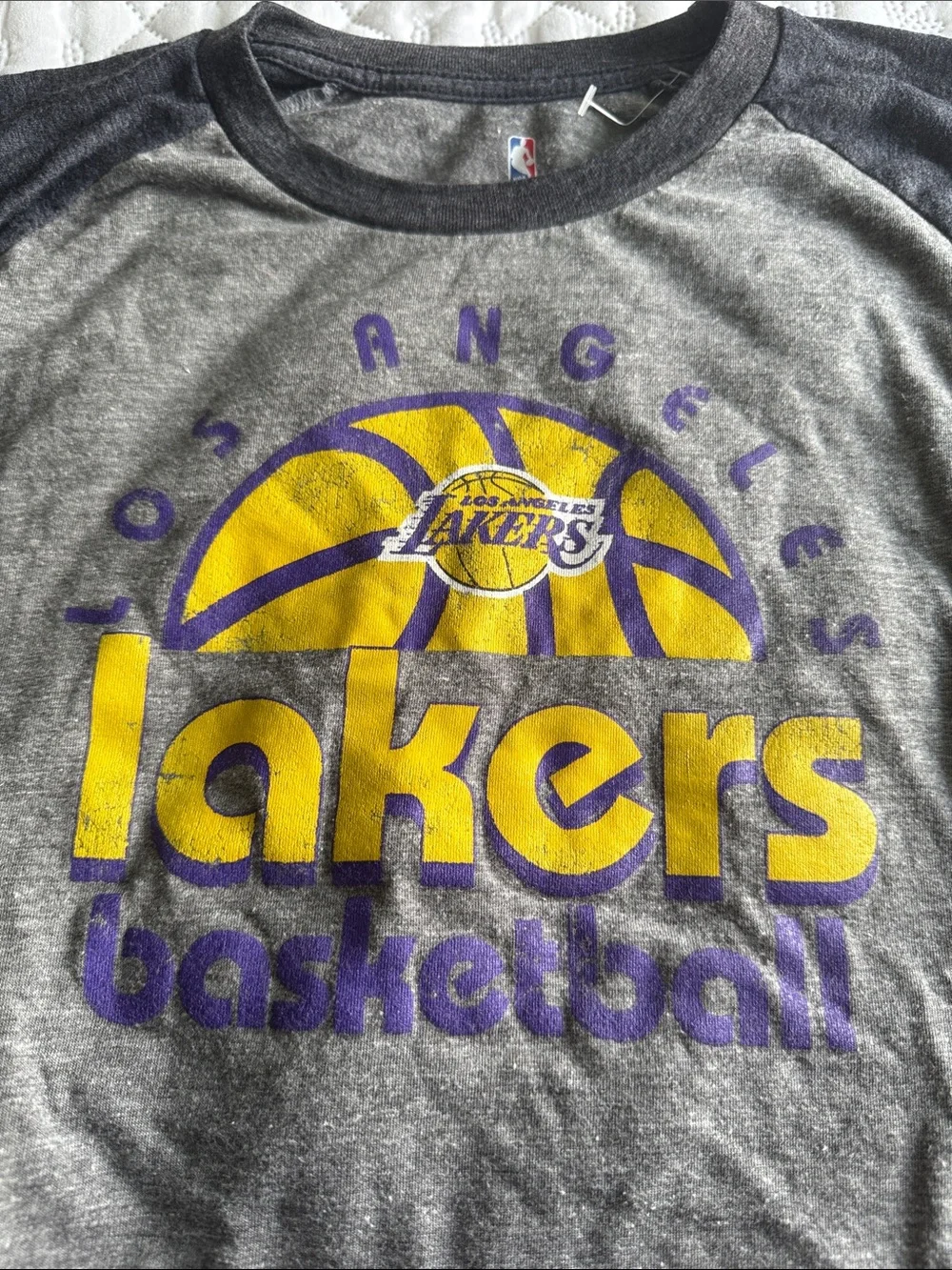 NBA Los Angeles Lakers Gray and Purple Youth Long Sleeve Shirt